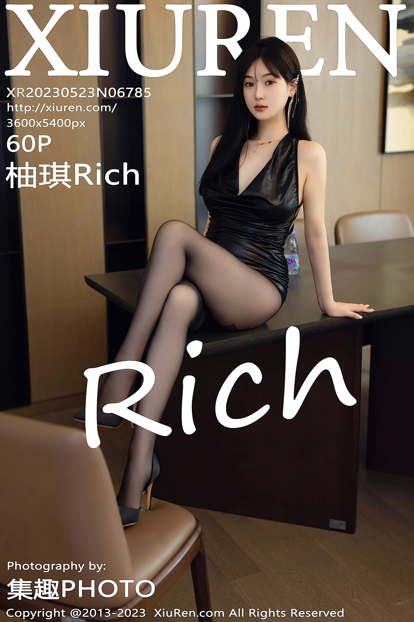 [XiuRen秀人网]No.6785_模特柚琪Rich黑色紧身连衣短裙配超薄黑丝秀曼妙身姿诱惑写真60P-秀人网 - XiuRen.Space